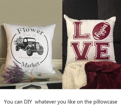 Thmyo 4-Pack 100% Cotton Comfortable Solid Decorative Throw Pillow Case Square Cushion Cover Pillowcase Christmas Pillow Covers DIY Pillowcase for Sofa Bed Car(Only Covers,No Pillows)(16x16inch,White)