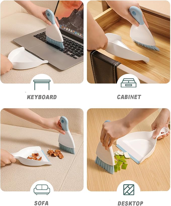 Mini Broom with Dustpan Combo Set Small Dust pan and Brush Set Quick Cleanup - Image 6