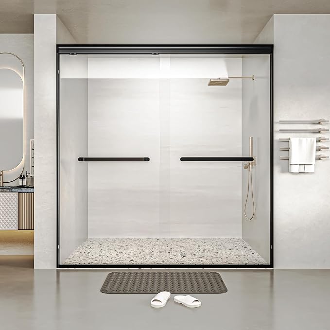 56-60x60 Inch Semi-Frameless Double Sliding Shower Door by TrumbeakFurniture