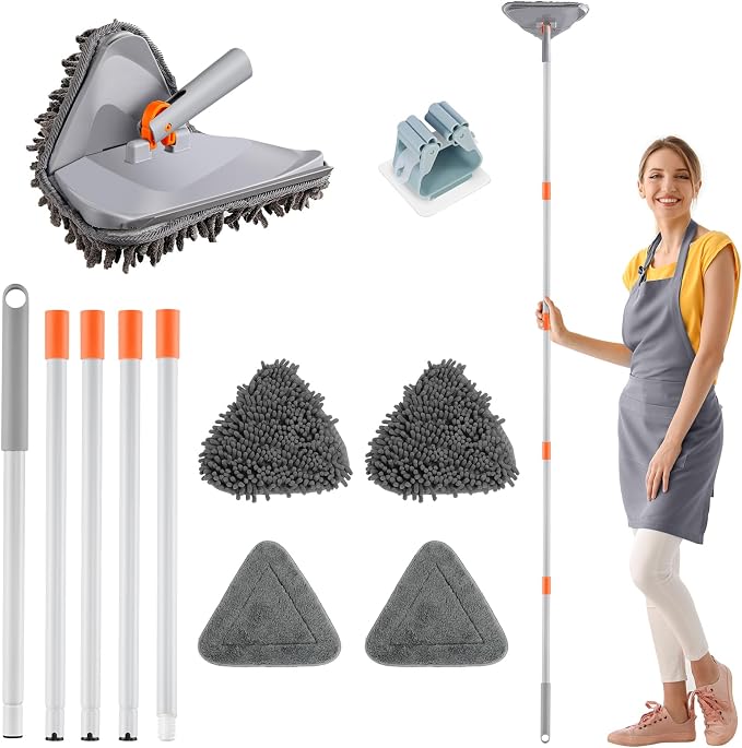 Wall Cleaner Mop with Long Handle 82 Inches, 3-in-1 Ceiling Cleaning Tool by ROKOXIN