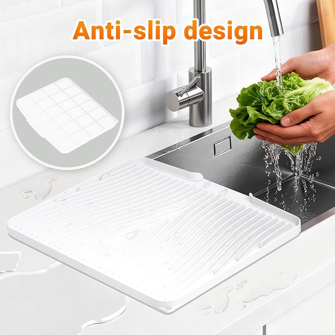 Silicone Dish Drying Mat for Kitchen Counter, Non-Slip Drain Pad, Dish Drying - Image 3
