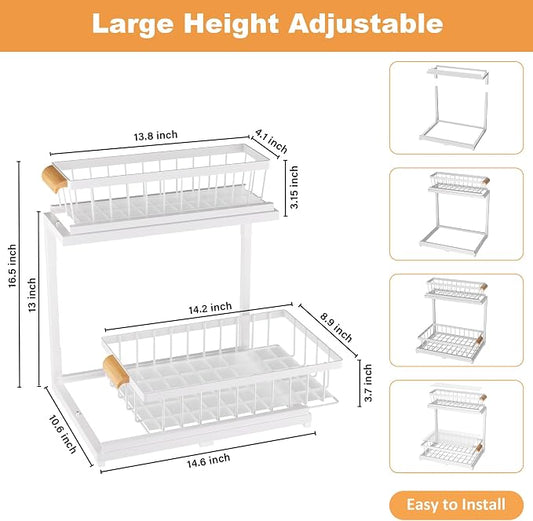 Under Sink Organizer 2 Tier, Pull Out Drawer Slides Under Sink Storage - Image 2
