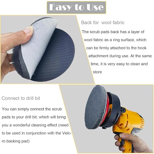 10 Pack 5 Inch 800 Grit Scrubber Scouring Pads Flocking Scuff Pads -5" Hoop and - Image 3