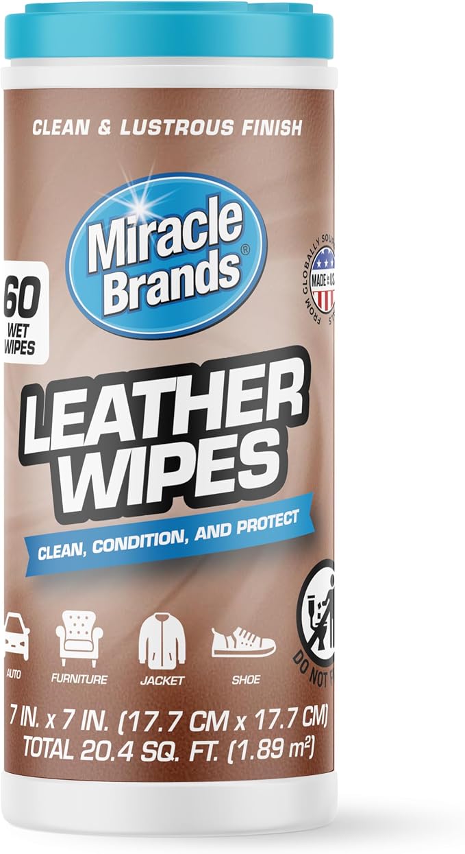 MiracleWipes for Leather Cleaning & Conditioning, Upholstery, and Moisturizes by MiracleWipes