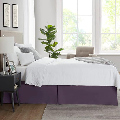 Nestl Dark Purple Twin Bed Skirt - Twin Size Bed Skirt 14 Inch Drop - Brushed Microfiber Bed Skirts - Hotel Quality Pleated Bed Skirt - Shrinkage & Fade Resistant