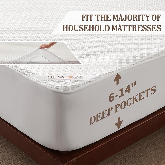 BEDLORE Full Size Mattress Protector, Waterproof Noiseless Mattress Cover - Image 5