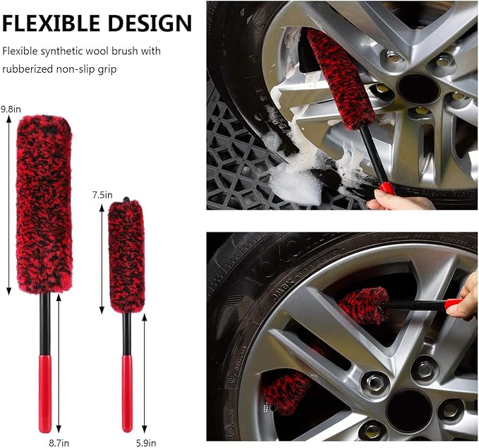 6PCS Car Wheel Cleaning Pro Kit, Soft Wheel Cleaner Tire Brush Detailing Brush - Image 2