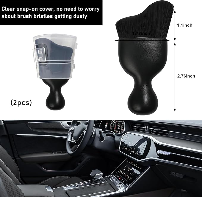Ziciner 2 PCS Car Detailing Brush, Curved Soft Bristles Auto Removal Dust - Image 2