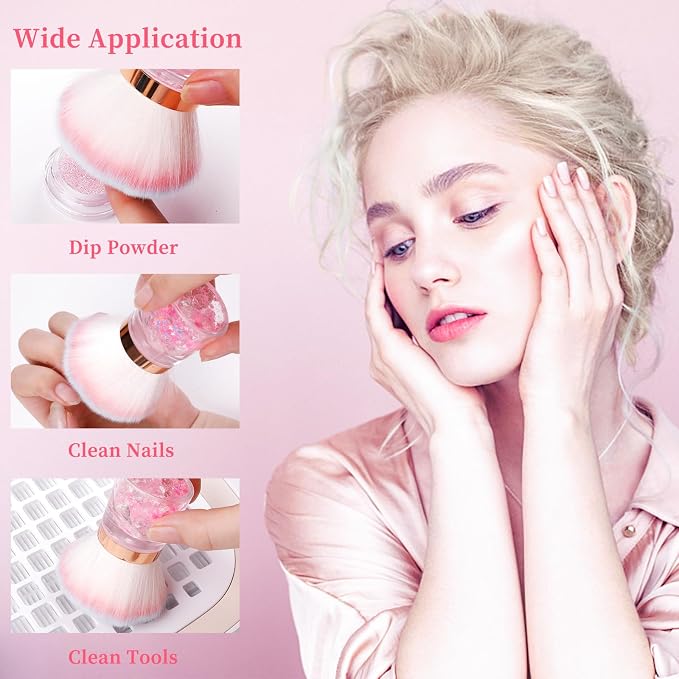 ANGNYA Nail Dust Brush, Round Nail Art Dust Powder Remover Brush - Image 7
