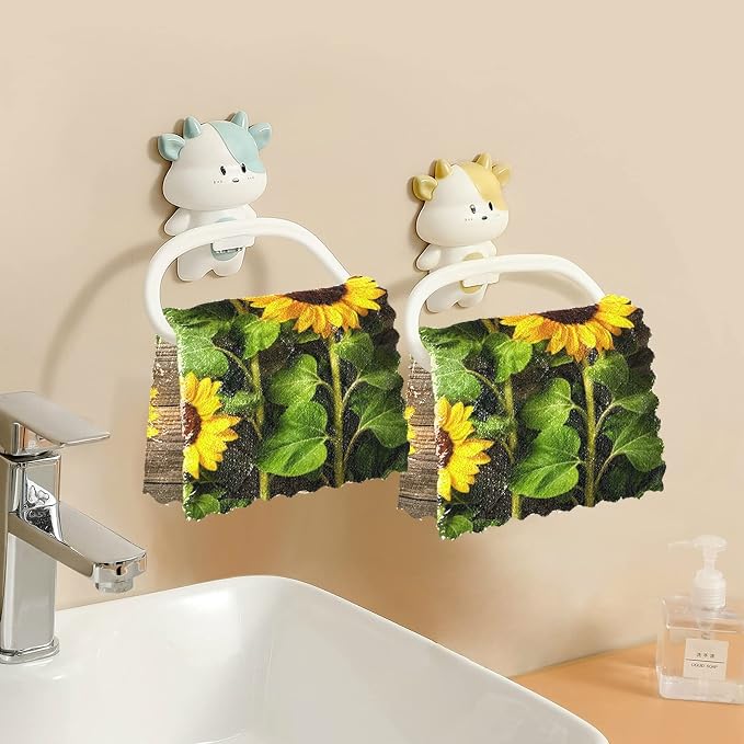ALAZA Dish Towels Kitchen Cleaning Cloths Autumn Sunflowers On Wooden Board - Image 5