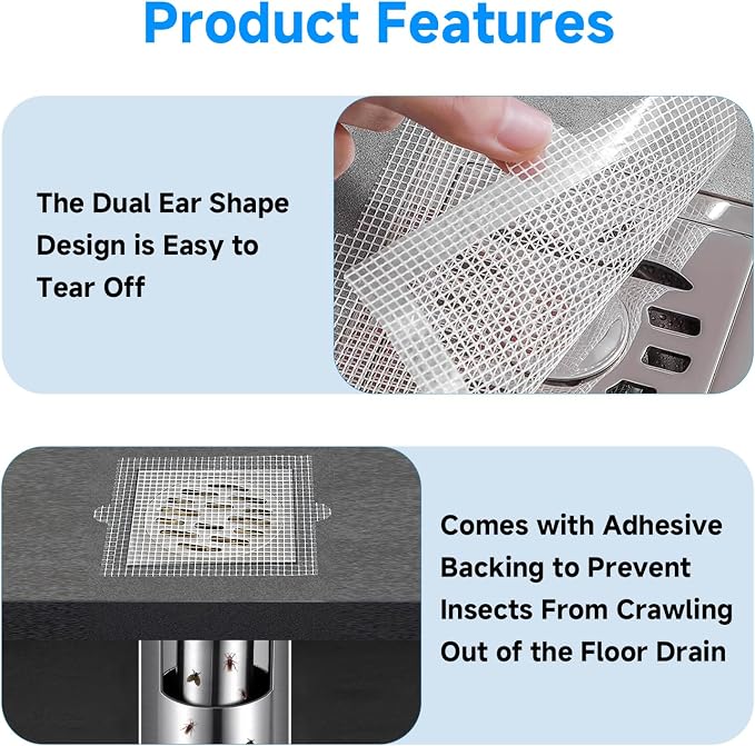 30PCS Disposable Shower Drain Hair Catcher, 4.13Inches Square Mesh Stickers - Image 4