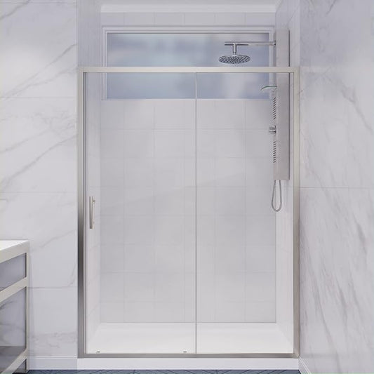 ANZZI 72 x 48 inch Framed Shower Door in Brushed Nickel | Halberd Water by ANZZI