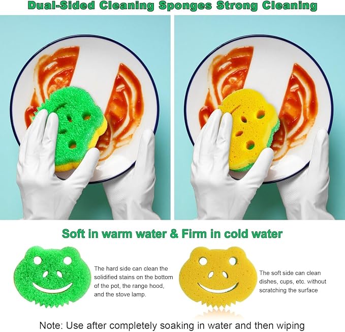 SmilePowo 5 Pack Frog Dual-Sided Multi-Functional Scrub Sponge, Dual-Sided - Image 2