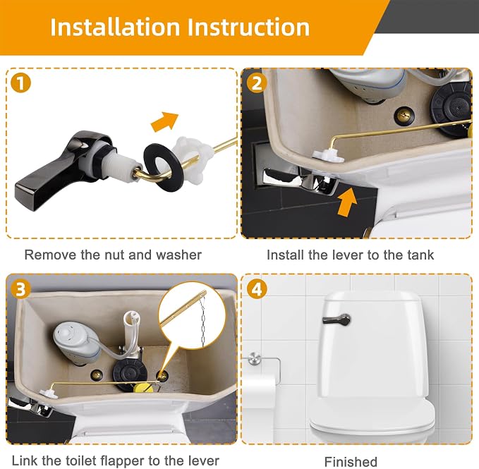 Hibbent Universal Metal Front Mount Toilet Handle Replacement Kit, Brass Toilet - Image 5