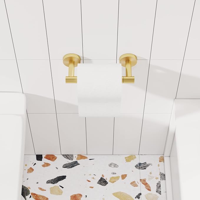 Gold Toilet Paper Holder SUS304 Stainless Steel Double Post Pivoting Toilet - Image 3