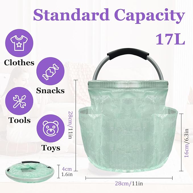 17L Cleaning Caddy for Cleaning Supplies, Foldable Tool Bucket Organizer - Image 2