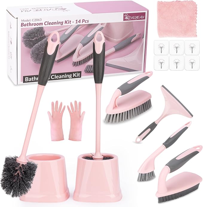 Toilet Brush, 2 Pack Toilet Scrubber Brush and Holder Set Bathroom Accessories by CALBEAU