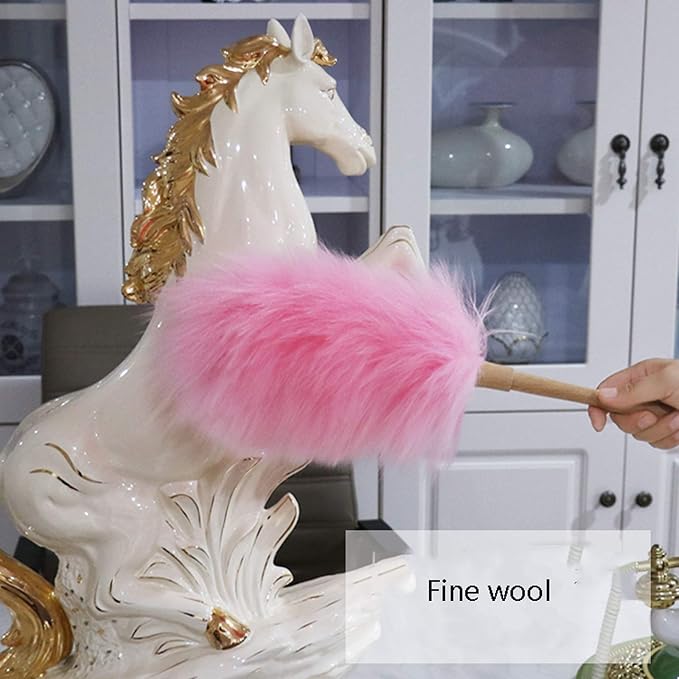 dusters for cleaning, Set Feather Duster Pure Lambs Wool Duster - Image 4