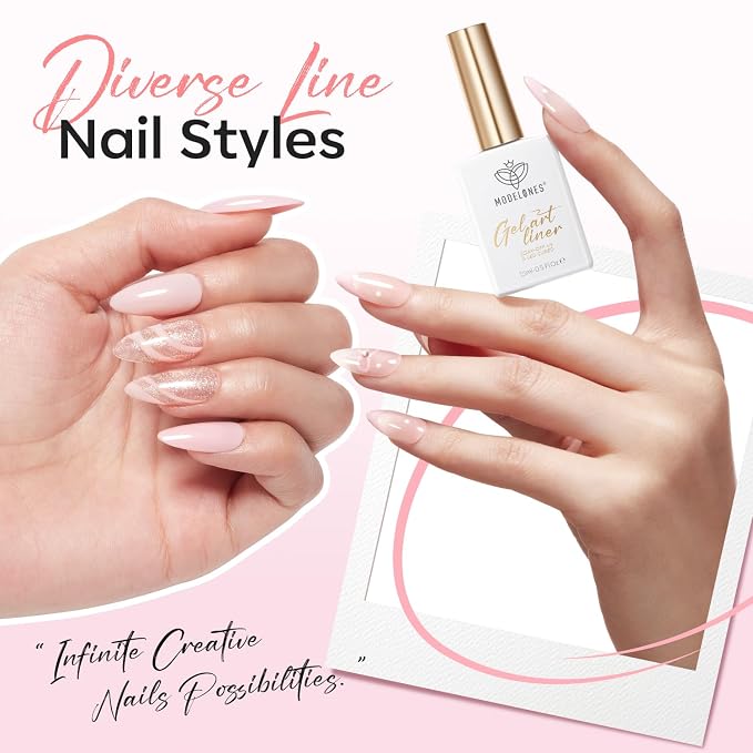 modelones Pink French Tip Liner Gel Polish, 15 ML Light Baby Blush Pastel Color - Image 4