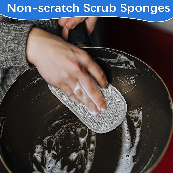 6 Pack Dual-Sided Sponges Kitchen, Non Scratch Microfiber Dish Sponge All - Image 3