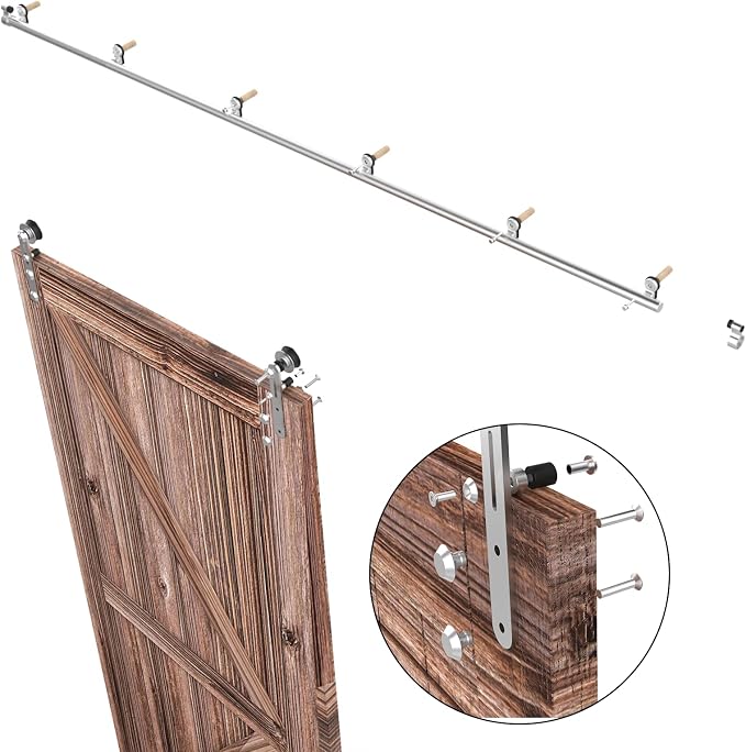 TSMST 12FT Sliding Barn Door Hardware Kit, Stainless Steel Heavy Duty Sturdy - Image 4