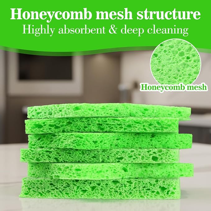 6 Pack Cellulose Sponges Large Size Heavy Duty Scrub Kitchen Sponge Clean Tough - Image 4