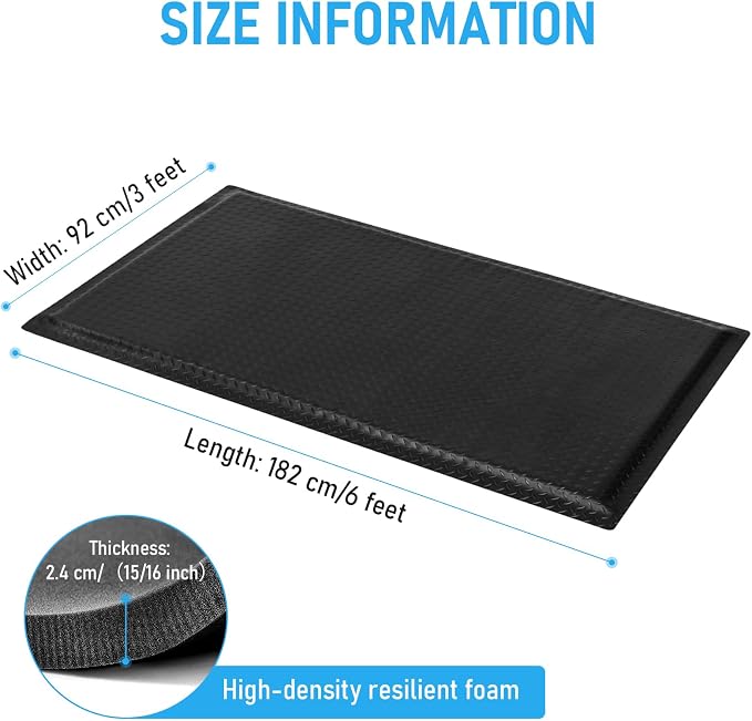 3 x 6 FT Anti Fatigue Mats Industrial 15/16 Inch Thick Soft Sponge Ergonomic - Image 2