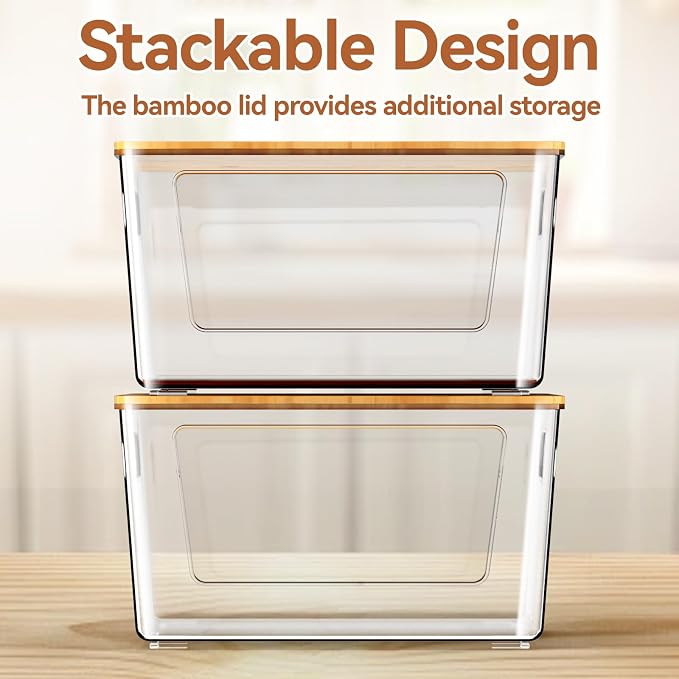 Trash Bag Holder with Bamboo Lid, Stackable Trash Bag Dispenser, Extra Large - Image 5