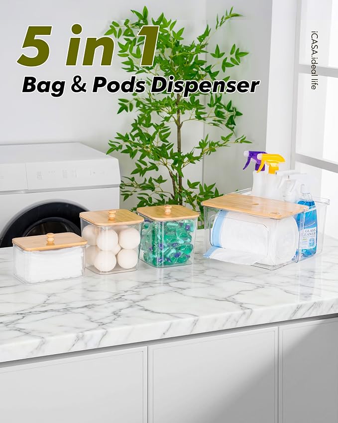 Trash Bag Dispenser Dishwasher Pod Holder - 5 in 1 Plastic Garbage Bag Under - Image 2