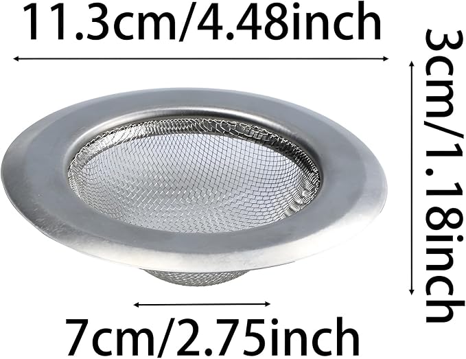 3PCS 4.5" Kitchen Sink Strainer, Stainless Steel Drain Strainers - Image 2