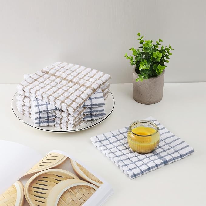 Egles 6 Packs Kitchen Dishcloths 100% Cotton Grid Terry Dish Cloths 12.5" x - Image 7