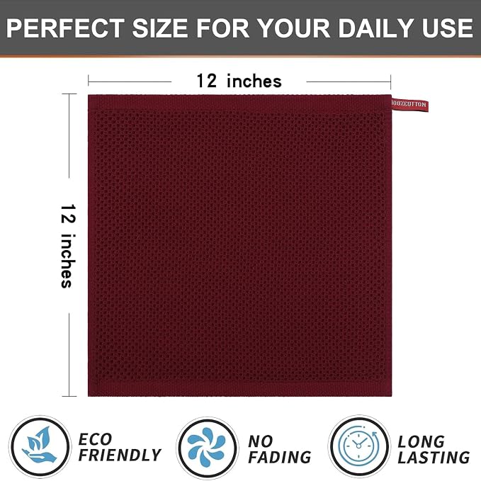 Kitinjoy 100% Cotton Kitchen Dish Cloths, 6 Pack Waffle Weave Ultra Soft - Image 5