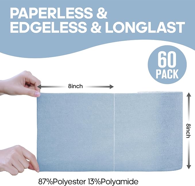 Fantasticlean Microfiber Cleaning Cloth Roll -60 Pack, Tear Away Paperless - Image 8