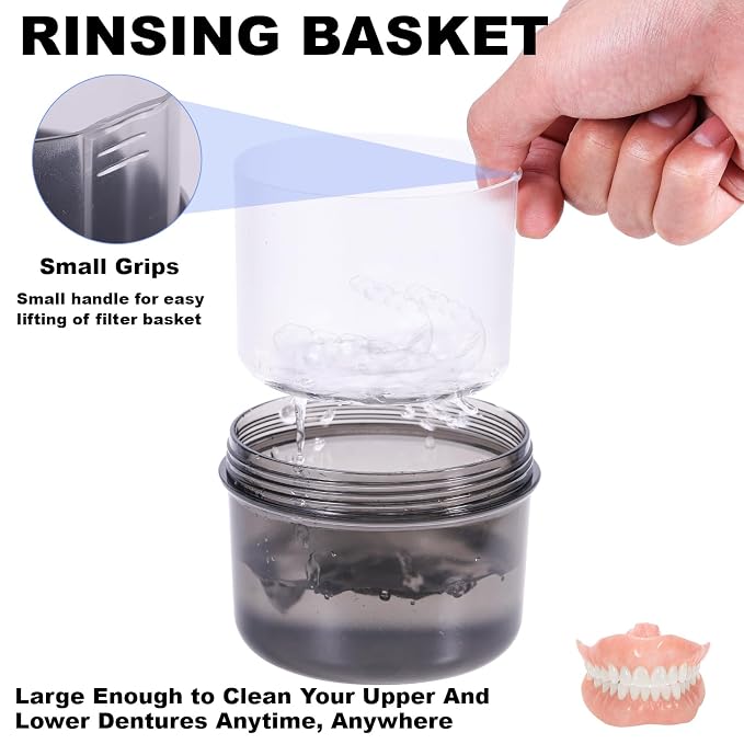 Denture Case, Leak Proof Denture Bath Cup - Image 5