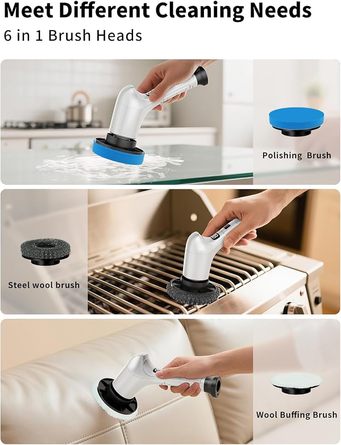 Electric Spin Scrubber, Cordless Household Cleaning Brush - Image 7