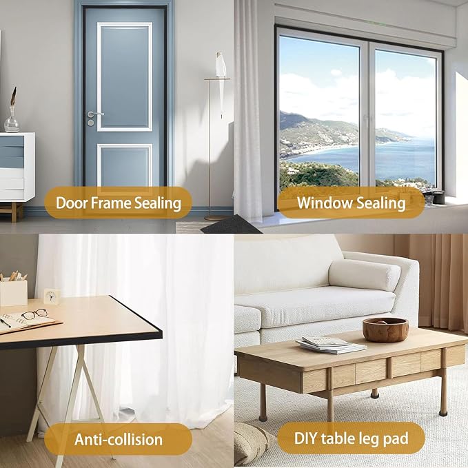 Weather Stripping Soundproof 1/2 in x 1/8 in, Door Seal Strip High Density - Image 7