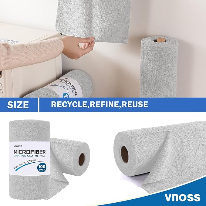 100 Pack Microfiber Cleaning Cloth Roll, Tear Away Reusable Towels, Ultra - Image 6
