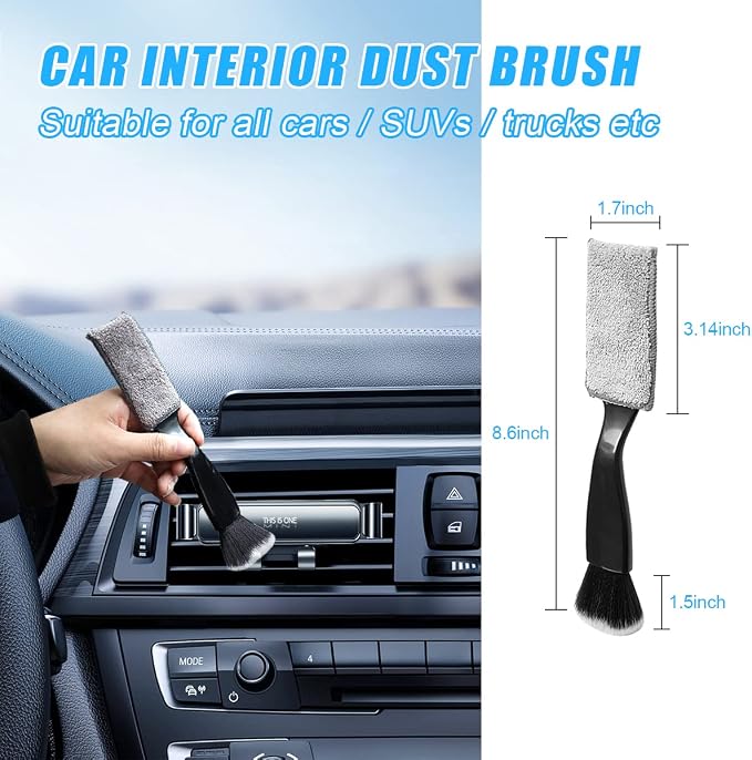 Ziciner 1 PC Double Head Brush for Car Clean, Soft Auto Interior Duster - Image 2