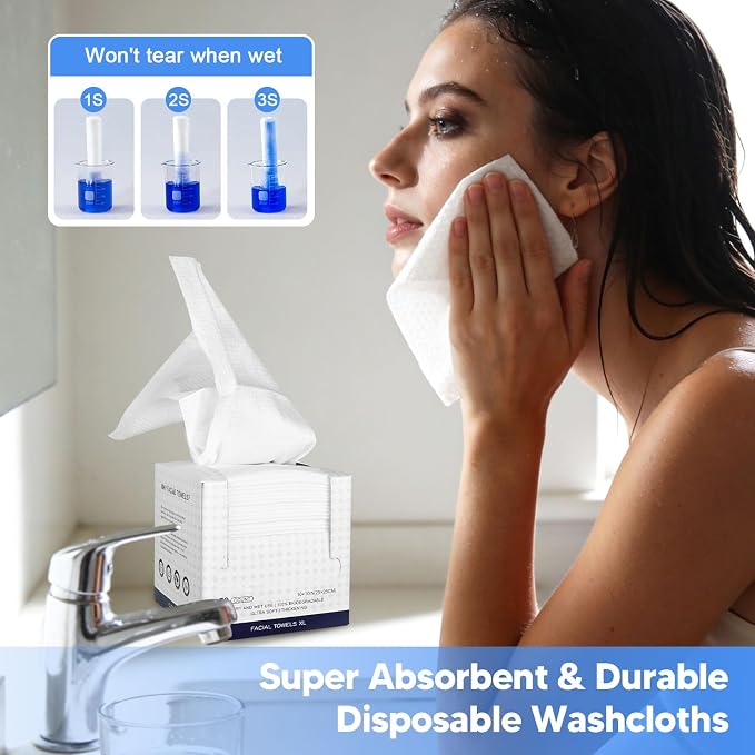 Disposable Face Towels, Lint-Free Makeup Remover Cloth in Paper Box - Image 4