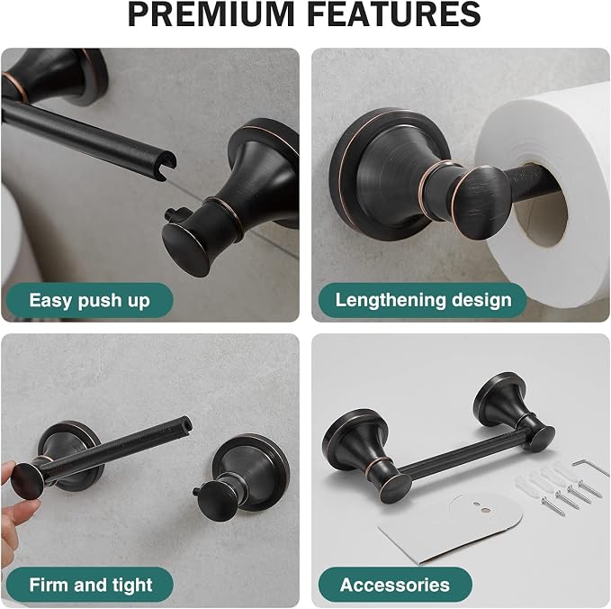 Hoimpro Wall Mounted Rustproof Toilet Tissue Paper Holder Bathroom Accessories - Image 7