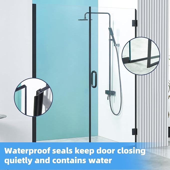 Pivot Shower Door, Adjustable Width 58.5-60" W x 76" H Hinged Shower Glass Door - Image 9