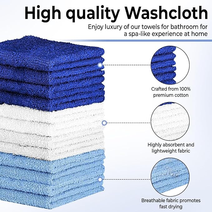 100% Cotton Washcloth Set – Soft, Absorbent Face Towels - Image 6