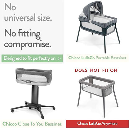 Joey + Joan Bassinet Fitted Sheets Chicco LullaGo Nest Portable Bassinet,Close to You 3-in-1 Next2Me Bedside Bassinet – Snuggly Soft 100% Cotton – Light + Dark Grey – 2 Pack – Not Lullago Anywhere