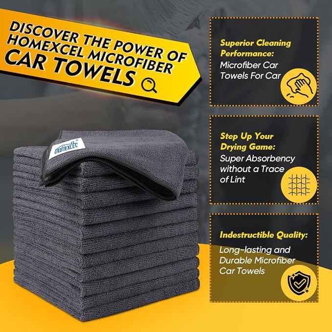 HOMEXCEL Microfiber Cleaning Cloth 20 Pack 11.5 x 11.5 inch Microfiber Towels - Image 2