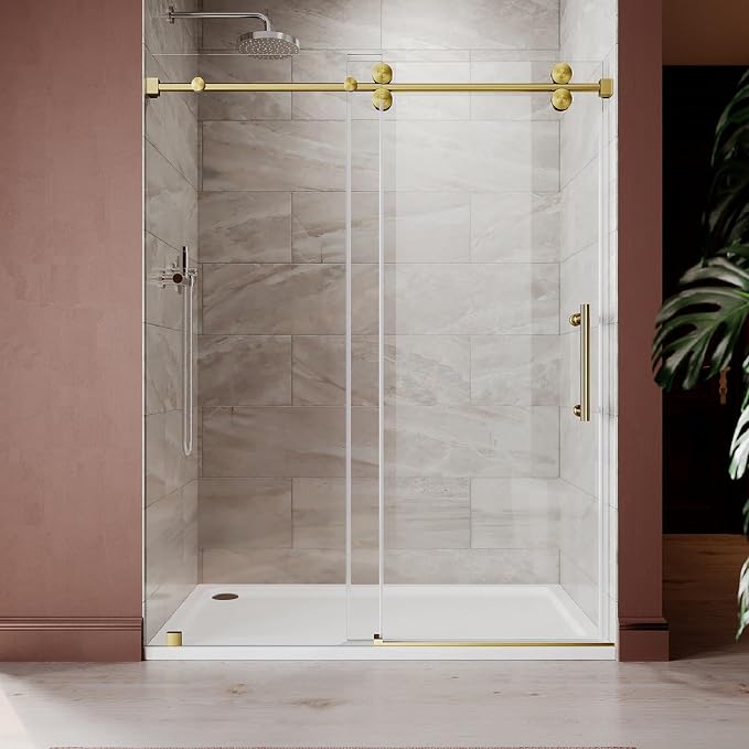 61-65 Inch x 80 Inch Sliding Frameless Shower Door, 3/8" Tempered Glass - Image 7