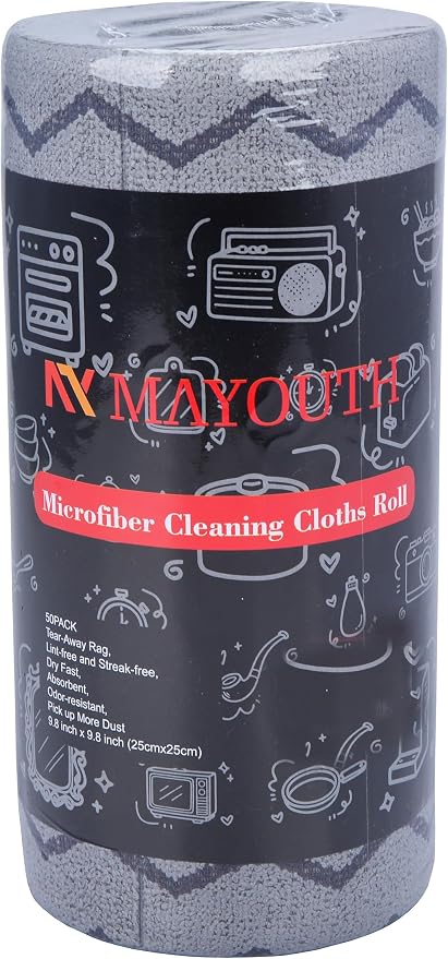 Microfiber Cleaning Cloths Roll 50-Pack Reusable Paper Towels - Image 3