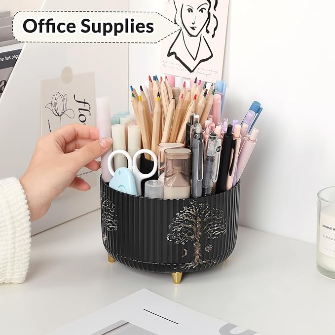 SKYDUE 360 Degree Rotating Desk Organizer, Dual-Purpose Pencil Pen Holder - Image 3