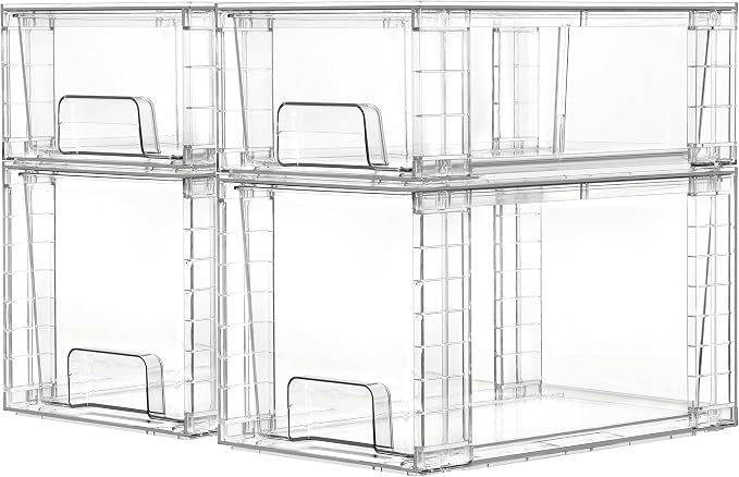 Vtopmart 4 Pack Clear Stackable Storage Drawers, Plastic Drawers by Vtopmart