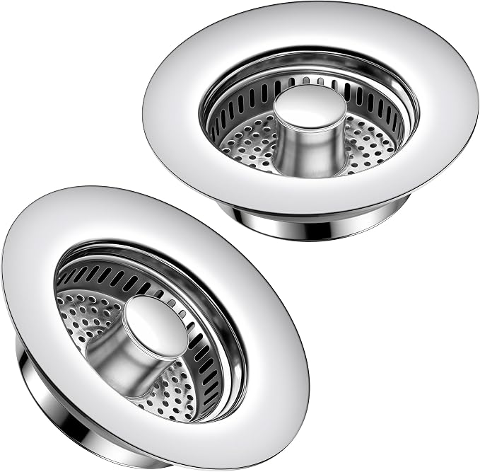 Kitchen Sink Drain Strainer 2 Pack, 304 Stainless Steel Pop Up Sink Stopper by TGOSOMT%C2%AE