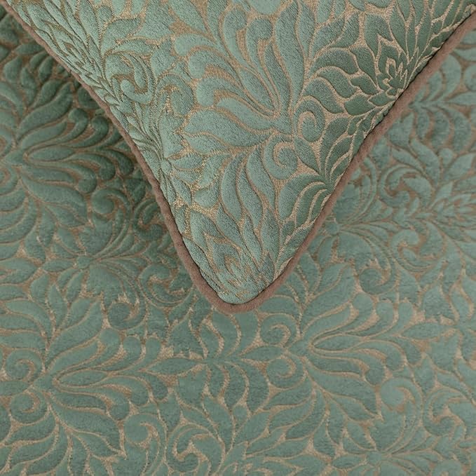The HomeCentric King/Queen/Twin Blue & Beige Designer Full 68"x18" Bed Runner with Pillow Cover, Damask Bed Scarf on Jacquard Fabric - Arabella
